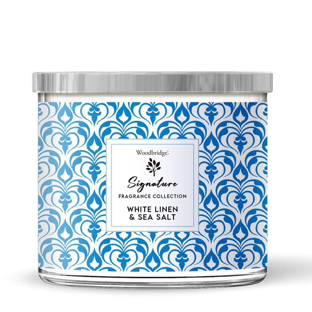 Woodbridge White Linen & Sea Salt Tumbler Jar Candle £13.49